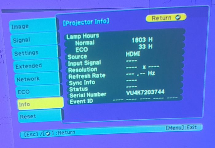 Epson H692B EB-X27 VGA HDMI LCD Projector 1836 Lamp Hours Used - Image 2