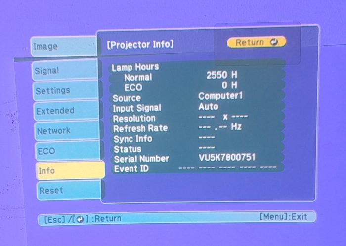 Epson H692B EB-X27 VGA HDMI LCD Projector 2550 Lamp Hours Used - Image 2