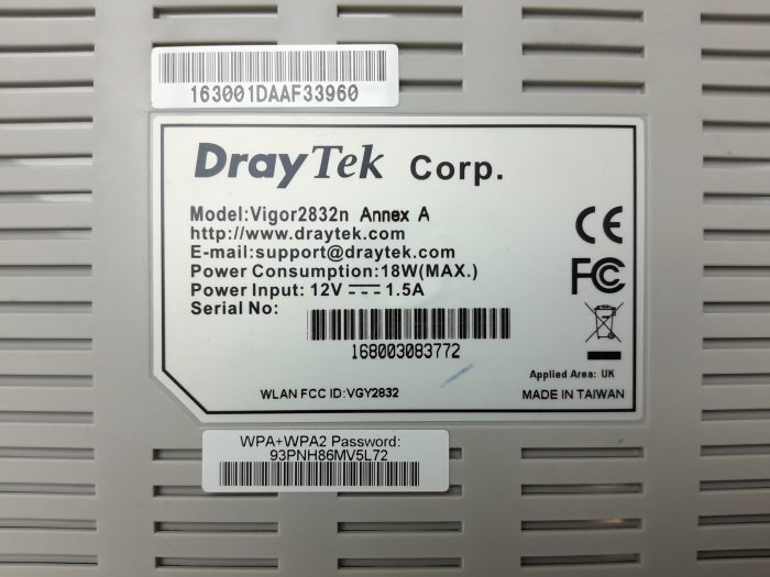 Draytek Vigor2832n Annex A ADSL2+ Security Firewall - Image 3