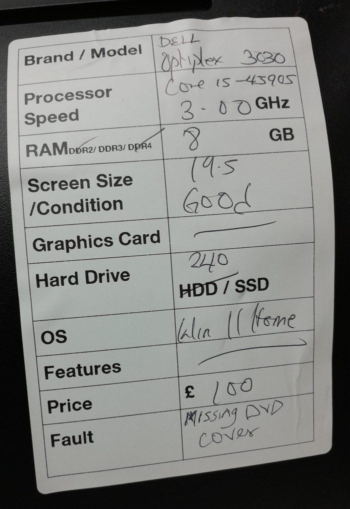 All In One PC - Dell OptiPlex 3030 - i5-4590S @ 3.00GHz - 8GB Ram - 19.5" - 240GB SSD - Windows 11 Home - Image 3