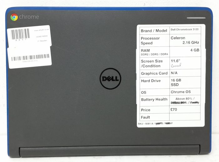 Cheap Chromebook Laptop - Dell Chromebook 3120 - Celeron 2.16GHz - 4GB Ram - 11.6" - 16GB SSD - Chrome OS - Image 4