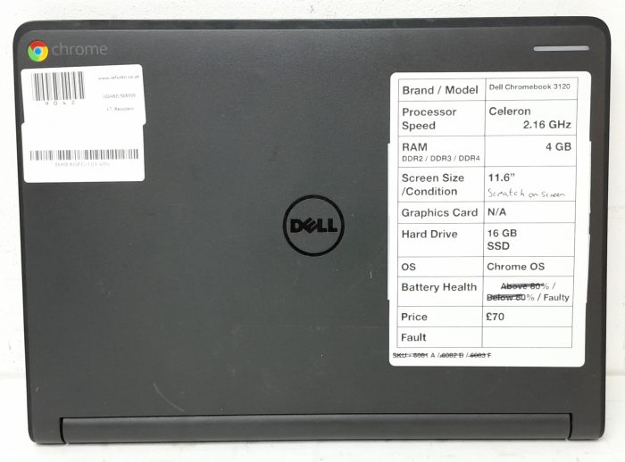 Cheap Chromebook Laptop - Dell Chromebook 3120 - Celeron 2.16GHz - 4GB Ram - 11.6" - 16GB SSD - Chrome OS - Image 4