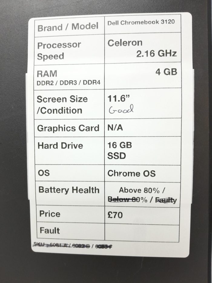 Cheap Chromebook Laptop - Dell Chromebook 3120 - Celeron 2.16GHz - 4GB Ram - 11.6" - 16GB SSD - Chrome OS - Image 3