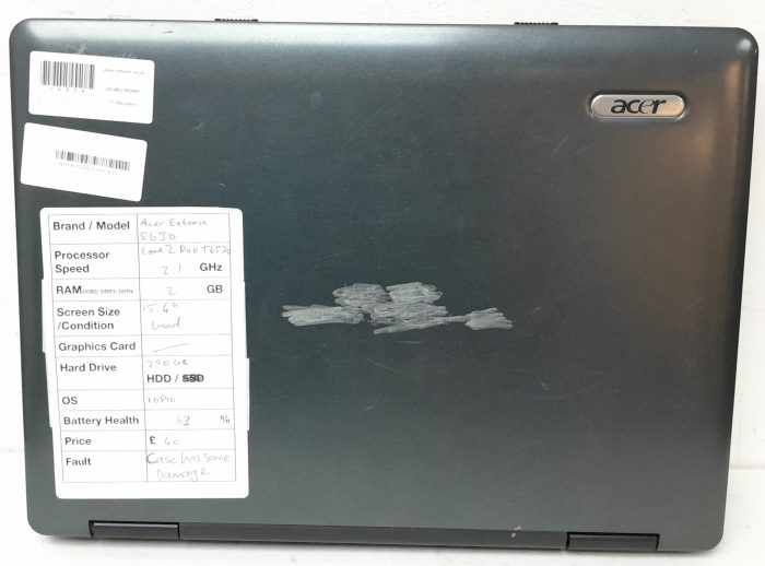 Cheap Windows Laptop - Acer Extensa 5630 Series MS2231 - Core 2 Duo T6570 2.1GHz - 2GB Ram - 15.4" - 250GB HDD - Windows 10 Pro - Image 4