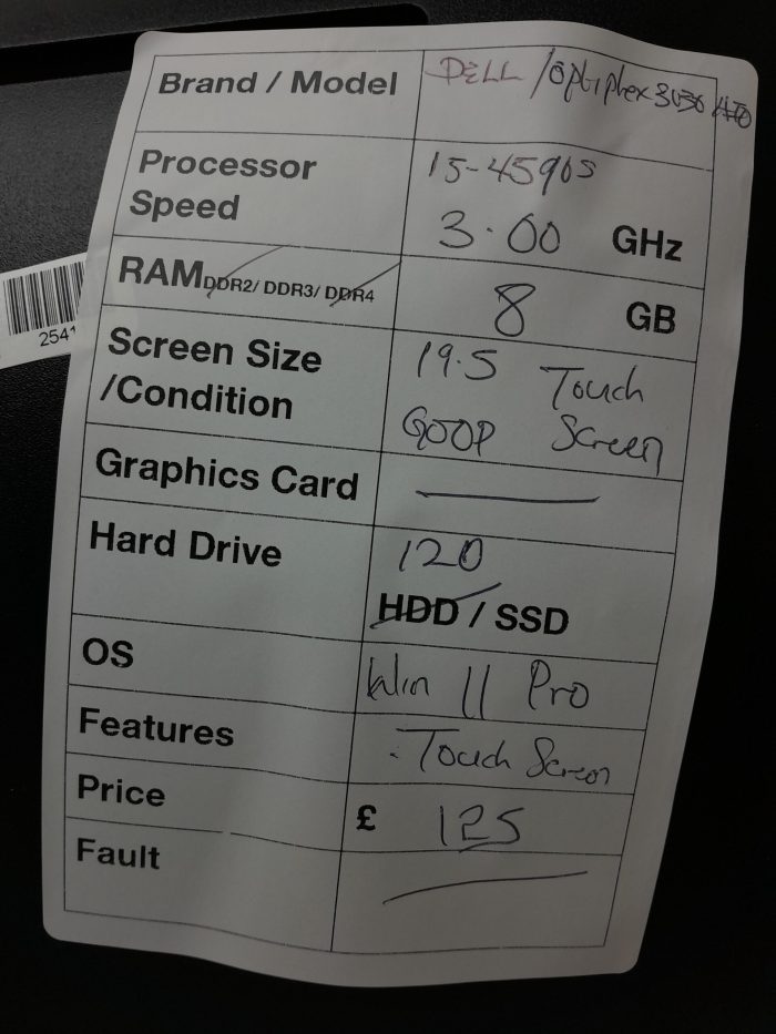 Dell All In One PC OptiPlex 3030 - Core i5-4590S @ 3.00GHz - 8GB Ram - 19.5" - 120GB SSD - Windows 11 Pro - Image 3