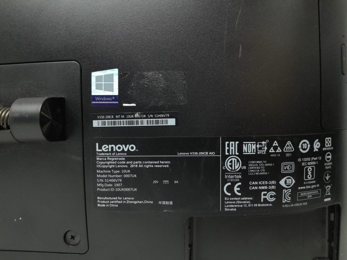 All In One PC - Lenovo V330-20ICB - i3-8100 @ 3.60GHz - 4GB Ram - 19.5" - 1TB HDD - Windows 11 - Image 4