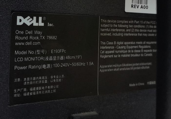 Dell 19" VGA Monitor E193FPc LCD - Image 3