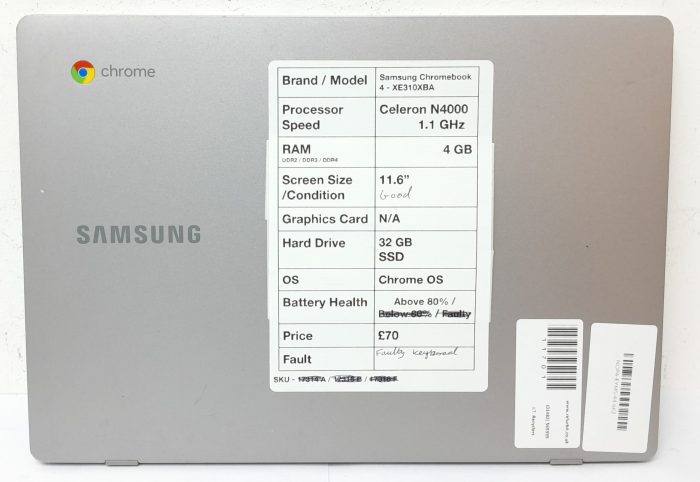 Cheap Chromebook Laptop - Samsung 4-XE310XBA - Celeron N4000 1.1GHz - 4GB Ram - 11.6" - 32GB SSD - Chrome OS - Image 4