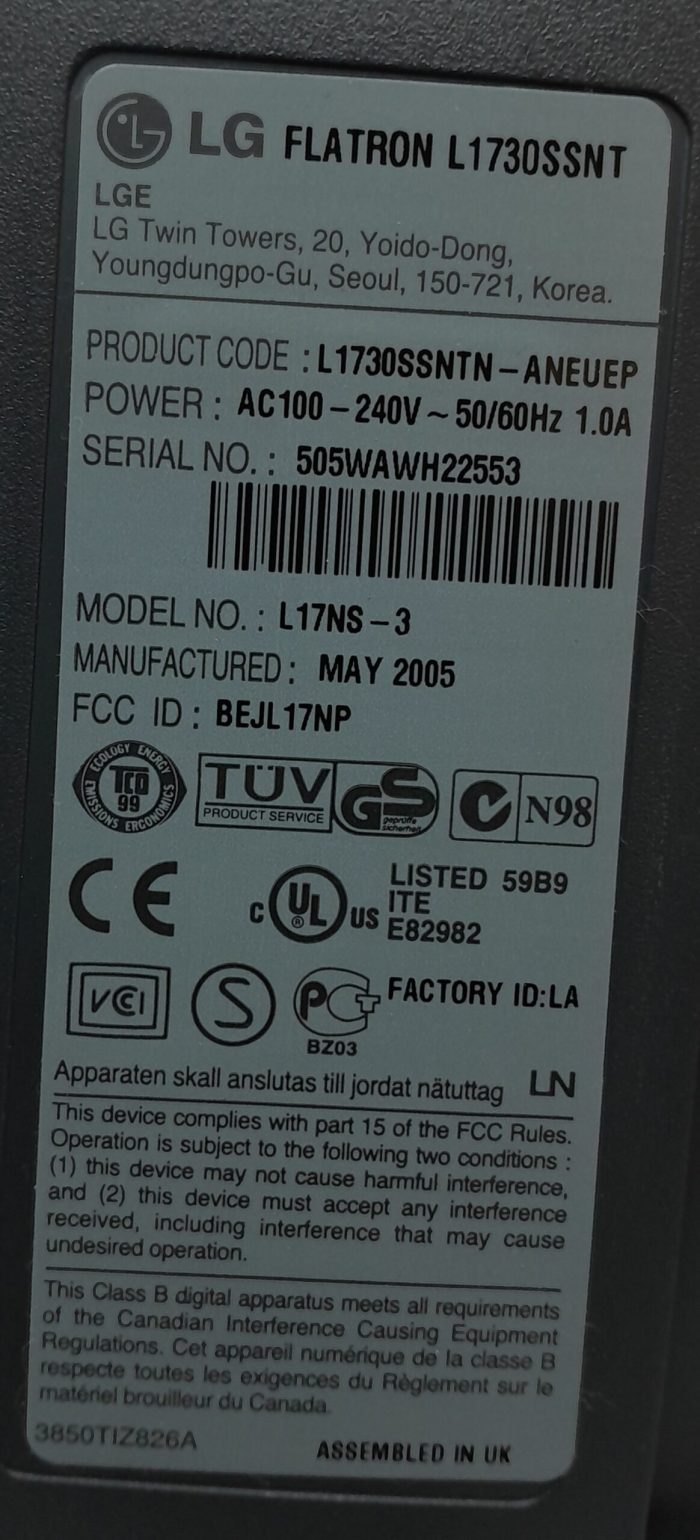 LG Monitor 17" VGA LCD Flatron L17NS-3 - Image 3