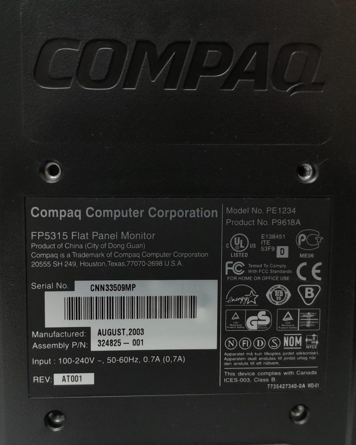Compaq Monitor 15" VGA Flat Panel FP5315 (PE1234) - Image 3