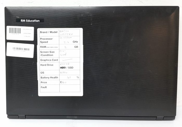 Cheap Windows Laptop - RM Education RM320 W255EU - i3-2370M 2.4GHz - 2GB Ram - 15.6" - 120GB SSD - Windows 10 Pro - Image 4