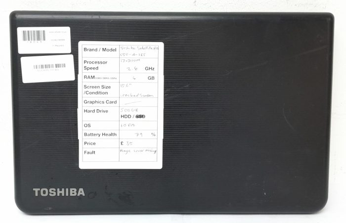 Cheap Windows Laptop - Toshiba Satellite Pro C50-A-1E5 - i3-3110M 2.4GHz - 4GB Ram - 15.6" - 500GB HDD - Windows 10 Pro - Image 4