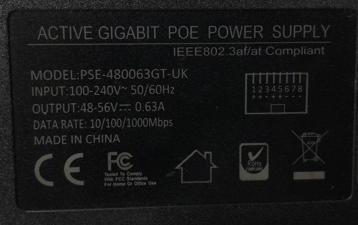 Ptzlink PoE Power Adapter Active Gigabit PSE-480063GT-UK - Image 3