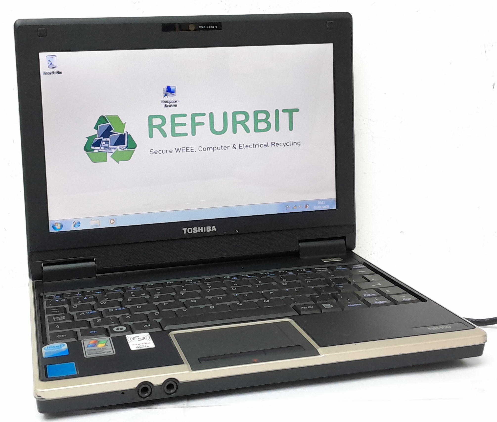 20240820_181504 Cheap Windows Laptop - Toshiba NB100-128 (PLL10E-010030EN) - Atom N270 1.6GHz - 2GB Ram - 9" - 120GB HDD - 32 Bit 7 Pro - Image 1