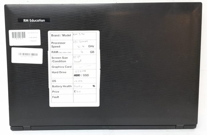 Cheap Windows Laptop - RM Education RM320 W255EU - i3-3110M 2.4GHz - 4GB Ram - 15.6" - 256GB SSD - Windows 10 Pro - Image 4