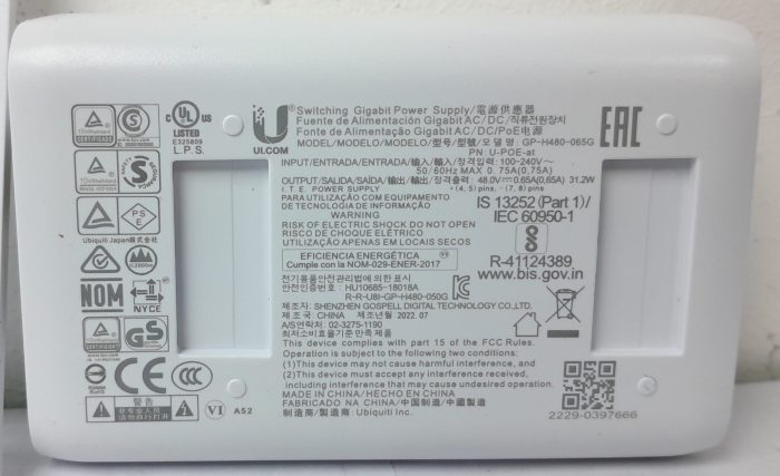 Ubiquiti PoE Power Supply GP-H480-065G - Image 3