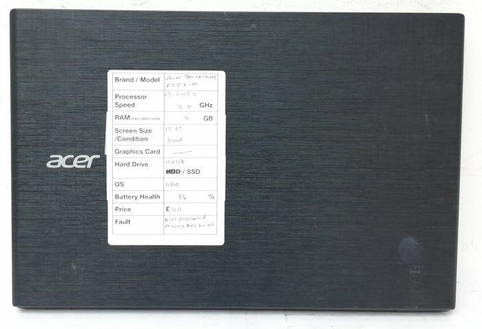 Acer Windows Laptop TravelMate P257 Series N15Q1 - i3-5005U @ 2.0GHz - 4GB RAM - 15.6" - 120GB SSD - 11 Pro - Image 4