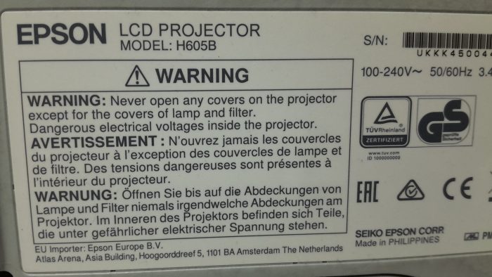 Epson Projector HDMI VGA with 2091 Lamp Hours Used EB-570 H605B - Image 3
