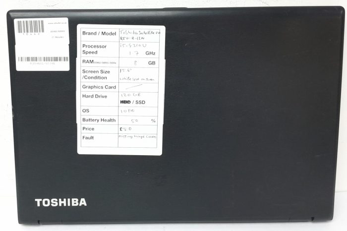 Toshiba Windows Laptop Satellite Pro R50-B-12N - i5-4210U @ 1.70GHz - 8GB RAM - 15.6" - 120GB SSD - 10 Pro - Image 3