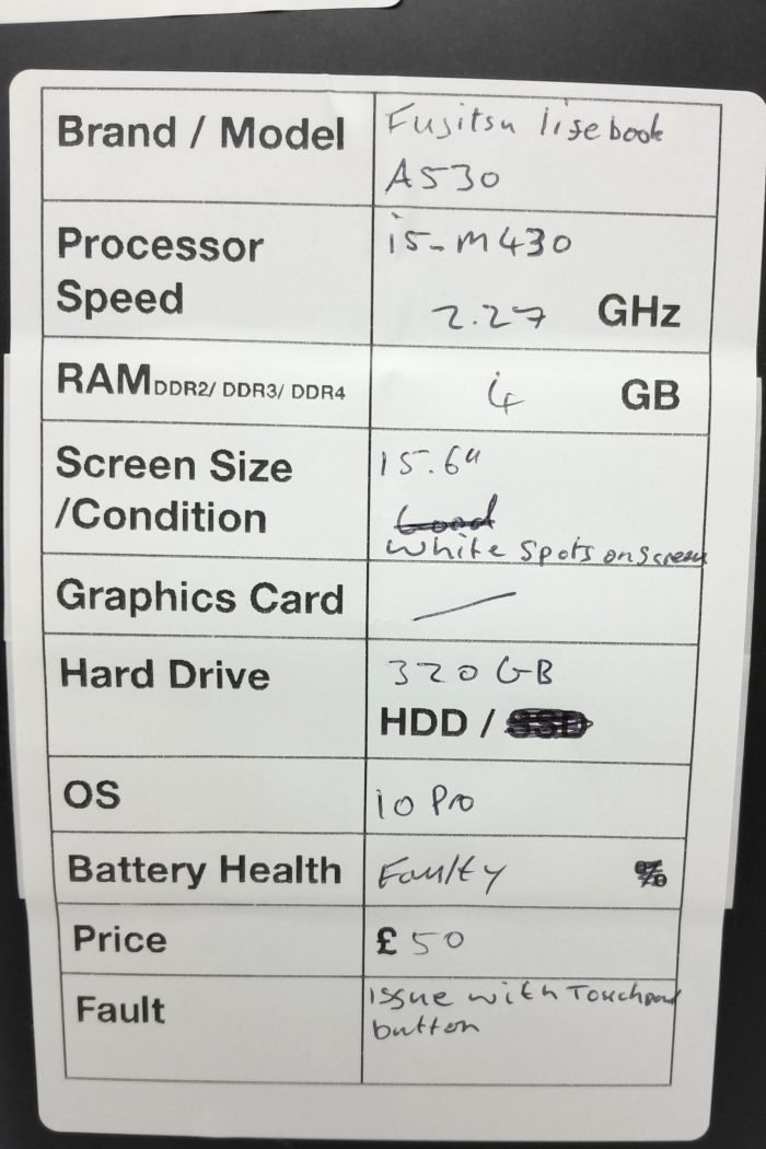 Fujitsu Windows Laptop LifeBook A530 - i5-M430 @ 2.27GHz - 4GB RAM - 15.6" - 320GB HDD - 10 Pro - Image 3