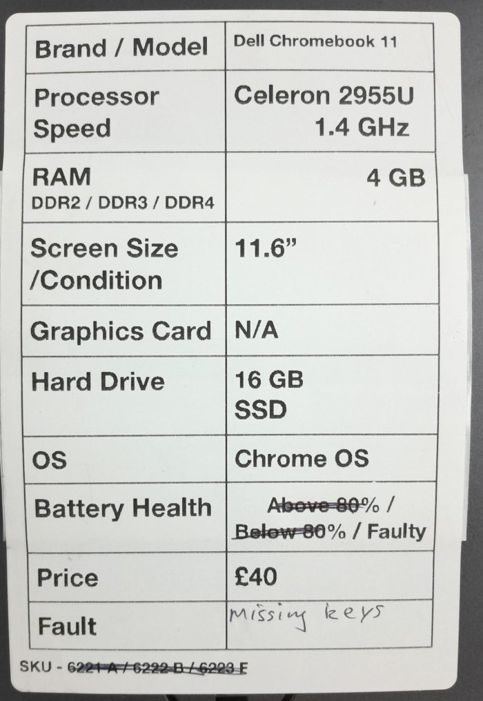 Dell Chromebook 11 Laptop - Celeron 2955U @ 1.40GHz - 4GB RAM - 11.6" - 16GB SSD - Chrome OS - Image 2