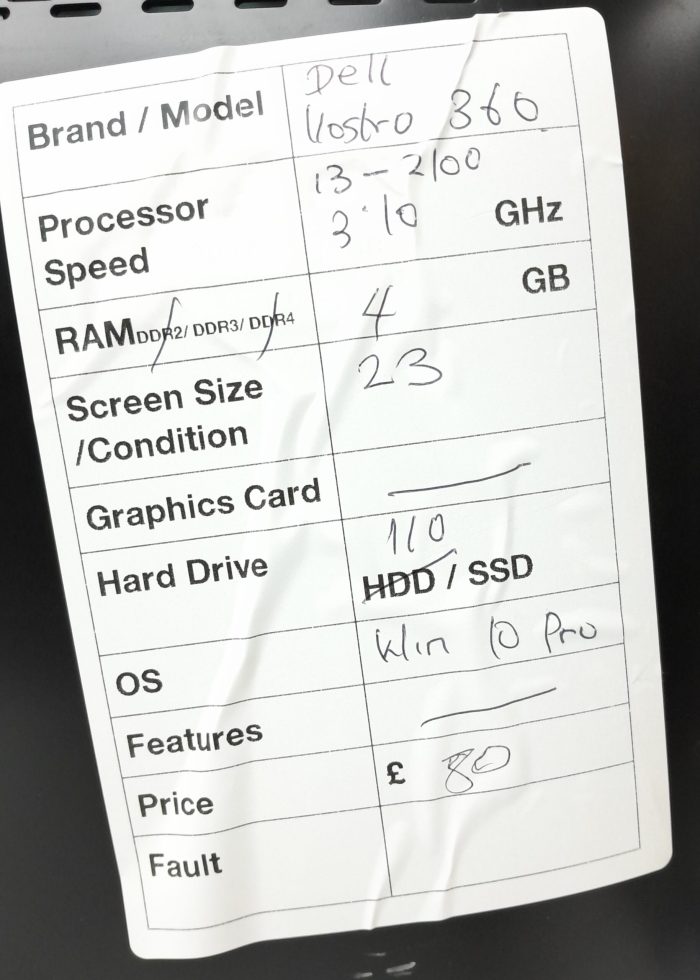 Dell All In One PC Vostro 360 - i3-2100 @ 3.10GHz - 4GB Ram - 23" - 110GB SSD - Windows 10 Pro - Image 3
