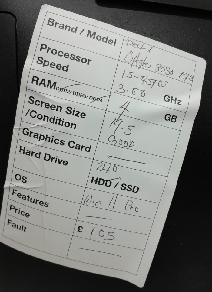 Dell All In One PC Optiplex 3030 - i5-4590S @ 3.00GHz - 4GB Ram - 19.5" - 240GB SSD - Windows 11 Pro - Image 3