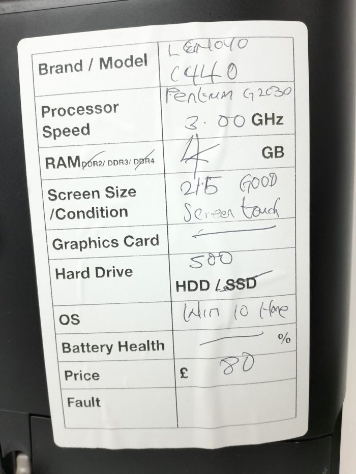 Lenovo All In One PC C440 - Pentium G2030 @ 3.00GHz - 4GB Ram - 21.5" - 500GB HDD - Windows 10 Home - Image 3