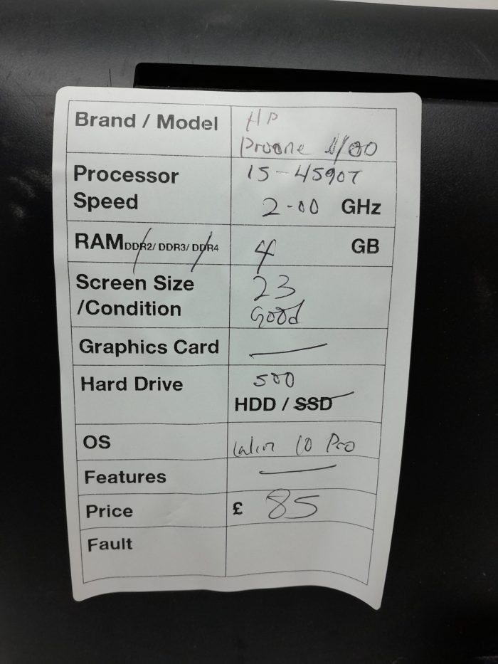 HP All In One PC ProOne 400 G1 - i5-4590T @ 2.00GHz - 4GB Ram - 23" - 500GB HDD - Windows 10 Pro - Image 3