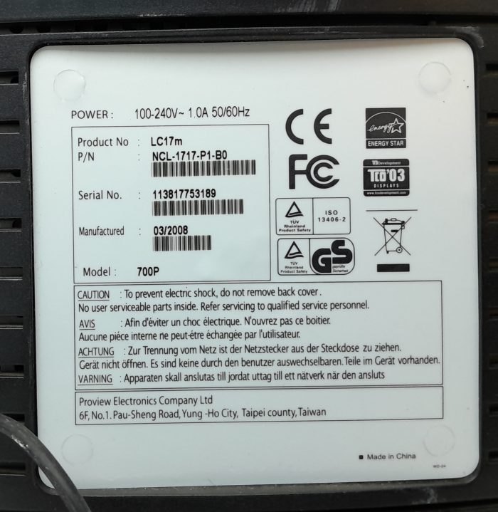 Nec 17" VGA Monitor LC17M (700P) - Image 3