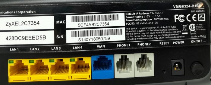 ZyXEL Wireless Router VMG8324-B10A - Image 3