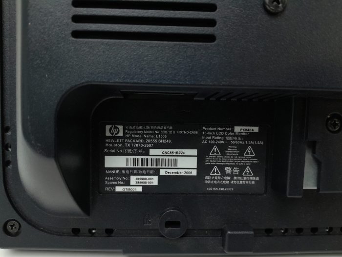 HP 15" VGA Monitor LCD Color Display L1506 - Image 3