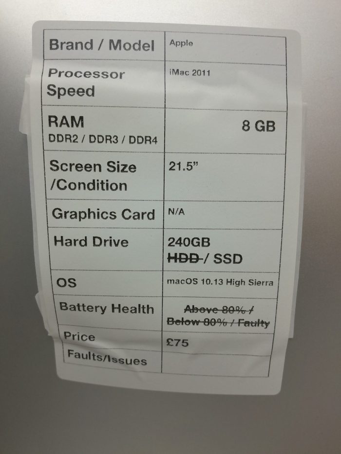 Apple iMac A1311 - 8GB Ram - 21.5" - 240GB SSD - High Sierra 10.13 2011 - Image 3