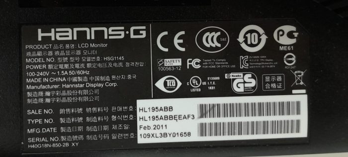Hanns.G 18.5" Monitor VGA LCD Display HSG1145 (H195) - Image 3