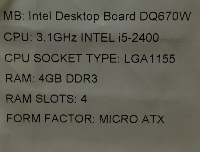 Intel Motherboard With I/O Shield DQ670W LGA1155 DDR3 MICRO ATX - Image 3
