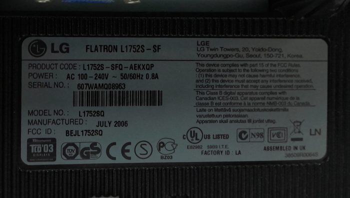 LG 17" VGA Monitor Flatron L1752S-SF - Image 3