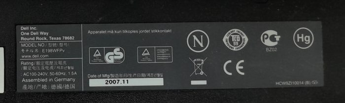 Dell 19" Monitor DVI VGA  E198WFPv - Image 3