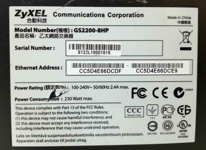 ZyXEL 8 Port Switch GS2200-8HP - Image 3