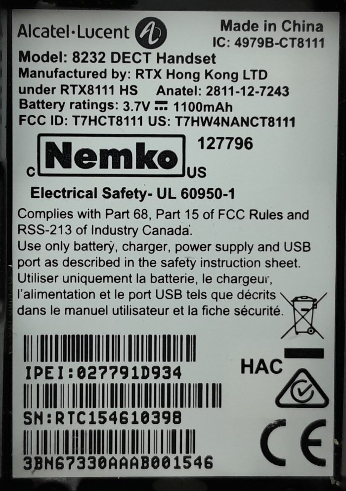 Alcatel-Lucent DECT Handset 8232 - Image 3