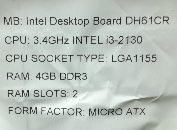Intel Motherboard With I/O Shield DH61CR LGA1155 DDR3 MICRO ATX - Image 3