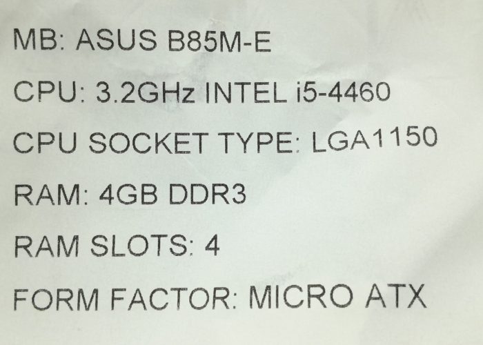 Asus Motherboard With I/O Shield B85M-E LGA1150 DDR3 MICRO ATX - Image 3