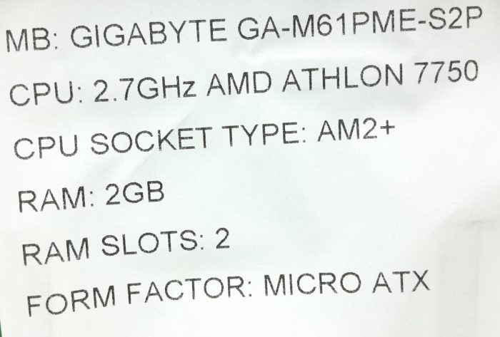 Gigabyte Motherboard With I/O Shield GA-M61PME-S2P AM2+ DDR2 MICRO ATX - Image 3