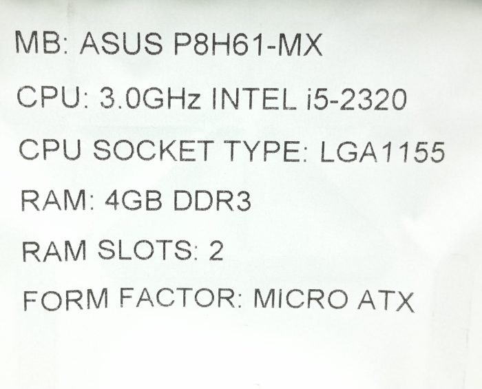 Asus Motherboard With I/O Shield P8H61-MX LGA1155 DDR3 MICRO ATX - Image 3