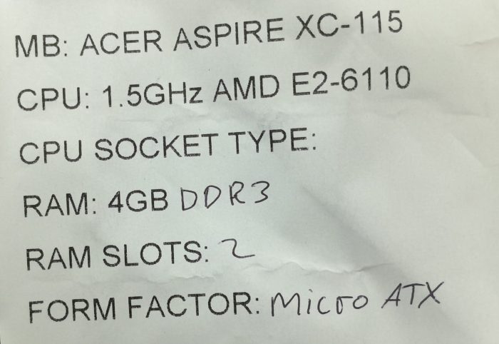 Acer Motherboard With I/O Shield Aspire XC-115 DDR3 MICRO ATX - Image 3