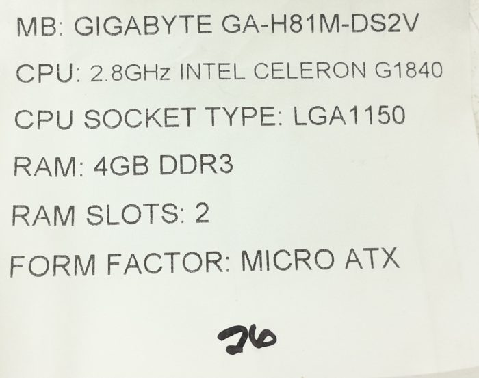Gigabyte Motherboard With I/O Shield GA-H81M-DS2V LGA1150 DDR3 MICRO ATX - Image 3