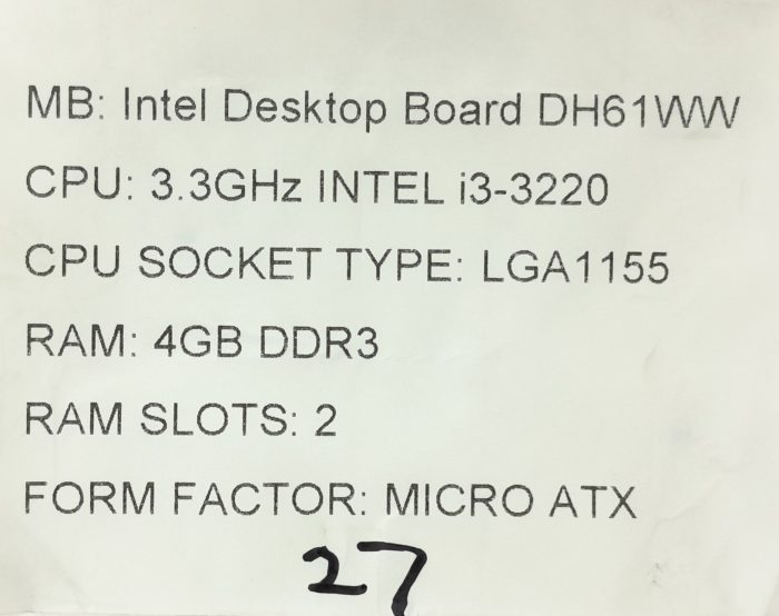 Intel Motherboard With I/O Shield DH61WW LGA1155 DDR3 MICRO ATX - Image 3