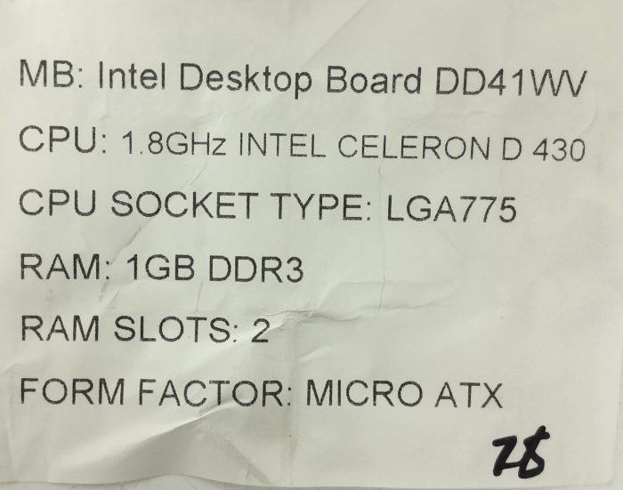 Intel Motherboard With I/O Shield DD41WV LGA775 DDR3 MICRO ATX - Image 3