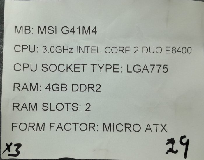 MSI Motherboard With I/O Shield G41M4 LGA775 DDR3 MICRO ATX - Image 3