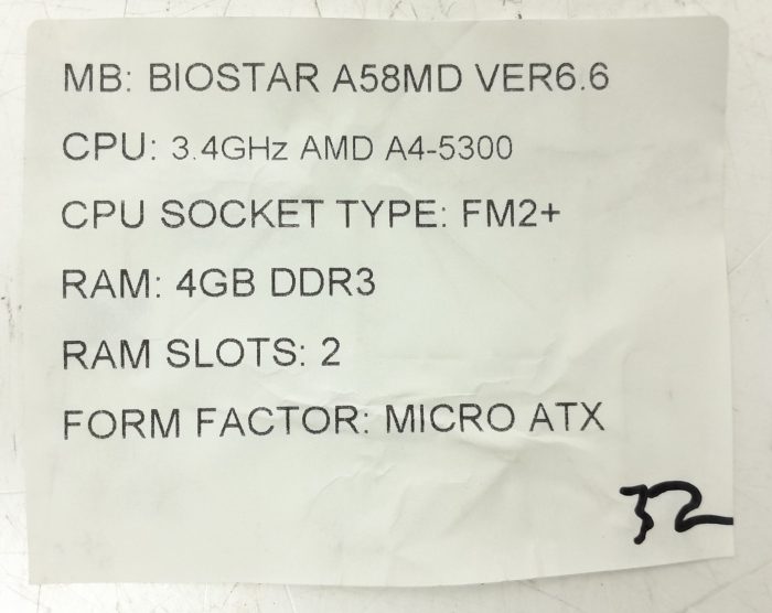 Biostar Motherboard With I/O Shield A58MD VER 6.6 FM2+ DDR3 MICRO ATX - Image 3