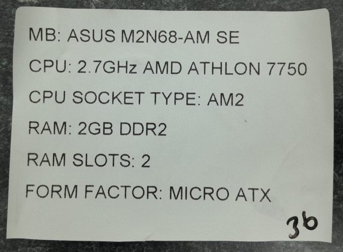 Asus Motherboard With I/O Shield M2N68-AM SE AM2 DDR2 MICRO ATX - Image 3